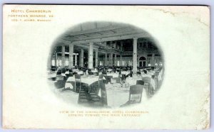 Pre1906 HOTEL CHAMBERLIN FORTRESS MONROE VA DINING ROOM PRIVATE MAILING POSTCARD