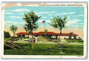 c1940 Shelter House Sunken Garden Exterior Building Independence Kansas Postcard