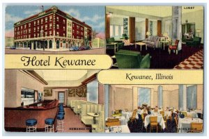 Hotel Kewanee Room Dining Room Lobby Kewanee Illinois IL Multiview Postcard