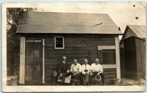 M-32973 House and Men Scene Vintage Picture