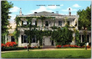 Elmscourt Natchez Mississippi MS Big House Flowers Grounds In Front Postcard