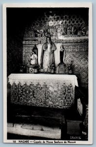 Nazare Portugal Postcard Our Lady of Nazareth Church Interior c1930's RPPC Photo
