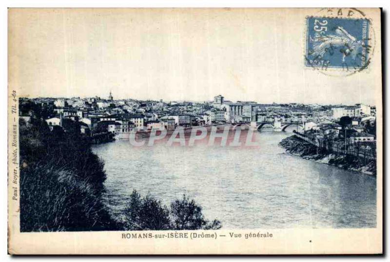 Old Postcard Romans sur Isere General view