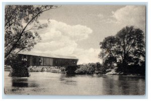 1942 Old Timer Covered Bridge Fryeburg Maine ME Posted Vintage Postcard 