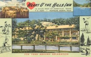 Curt Teich Heart O Hills Inn INGRAM, TEXAS Postcard linen 3164