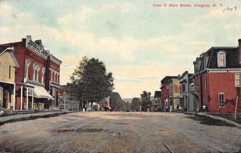 Allegany New York Main Street Vintage Postcard AA33975 