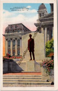 Lincoln Statue Springfield IL Postcard PC325