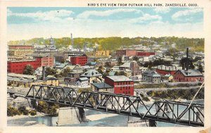 Zanesville Ohio 1930s Postcard Birdseye View Putnam Hill Park