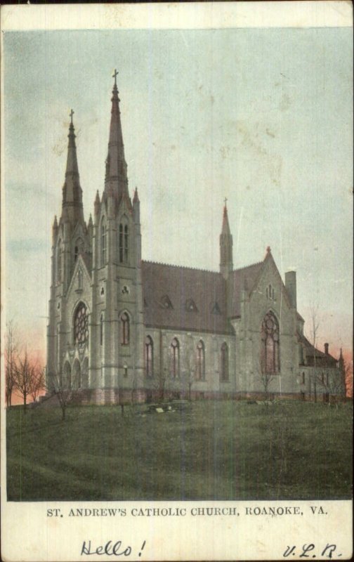 Roanoke VA St. Andrew's Catholic Church 1906 Used Postcard
