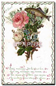 Old Postcard Fantasy Flowers Poisson