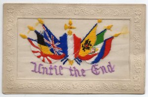 Patriotic Greetings Until the End World Flags Embroidered Silk PC AA20138