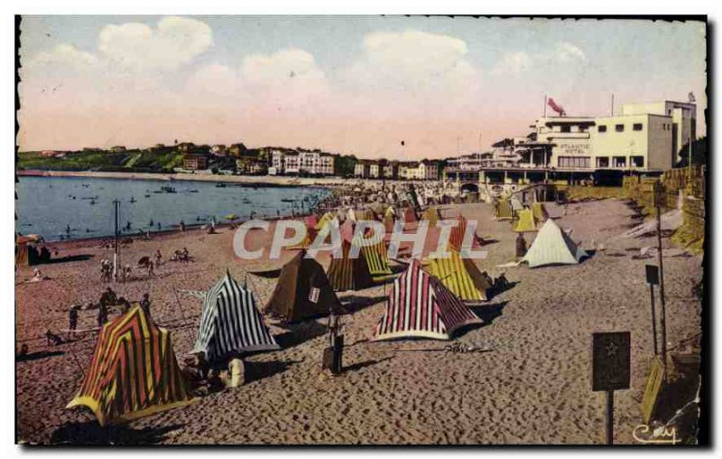 Old Postcard Saint Jean de Luz (B P) The Beach and the Atlantic Hotel