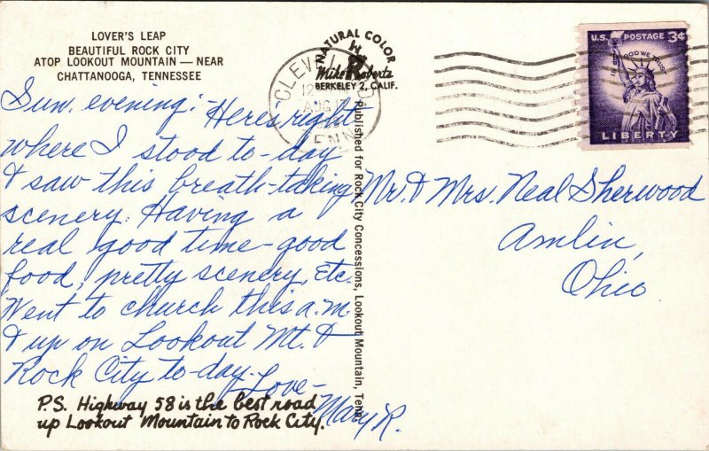 Vtg Lovers Leap Rock City Lookout Mountain Chattanooga Tennessee TN Postcard