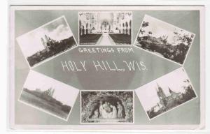 Greetings From Holy Hill Church Monastery Wisconsin 1954 RPPC postcard