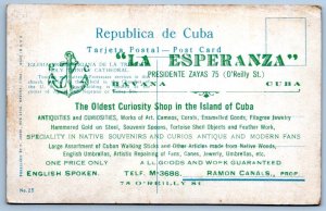1910's HOLY TRINITY CHURCH CUBA La ESPERANZA CURIOSITY SHOP ADVERTISING POSTCARD