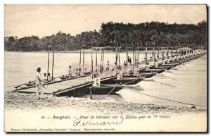 Old Postcard Army Avignon boats bridge over the Rhone by the 7th Genie