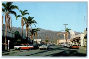 Looking Northeast Up Broad Linden Ave. Cars Carpenteria California CA Postcard