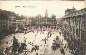 Old Postcard Lyon - Place Bellecour Tramway