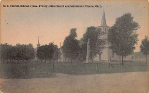 J82/ Vienna Ohio Postcard c1910 M.E. Church School Presbyterian Church 468