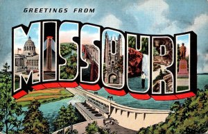 Missouri Greetings From Missouri Large Letter Linen