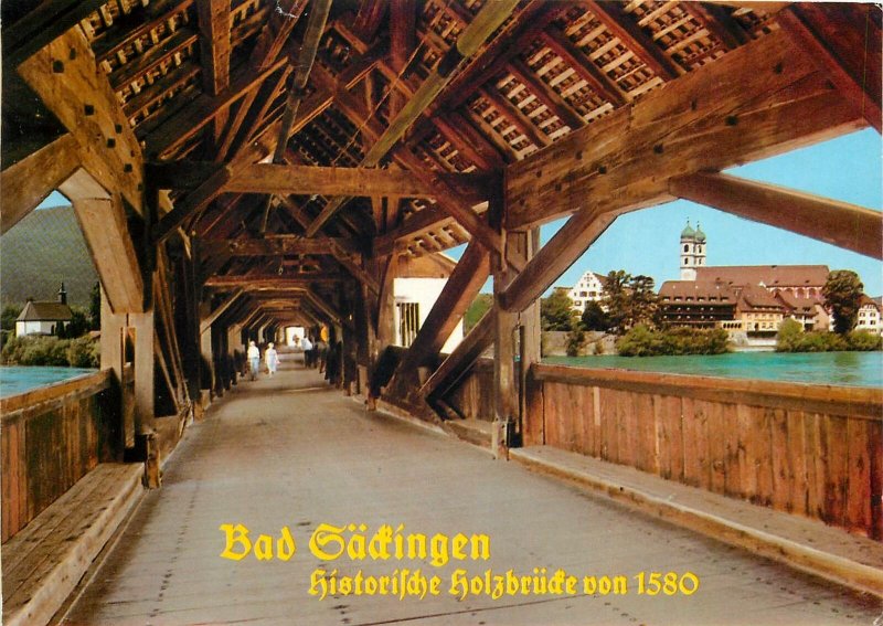 Germany Bad Sackingen  historiche holzbrucke Postcard