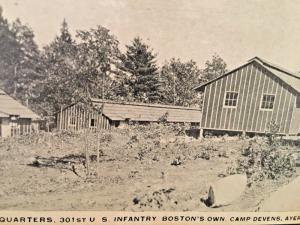 Postcard  Officers Headquarters, 301st US Infantry, Camp Devens, Ayer, MA  Y1