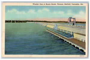 c1940 Wheeler Dam Muscle Shoals Florence Sheffield Tuscumbia Alabama AL Postcard