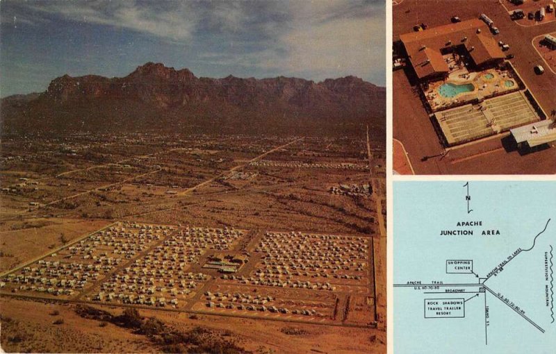 Apache Junction Arizona Rock Shadows Travel Trailer Resort Postcard AA23288