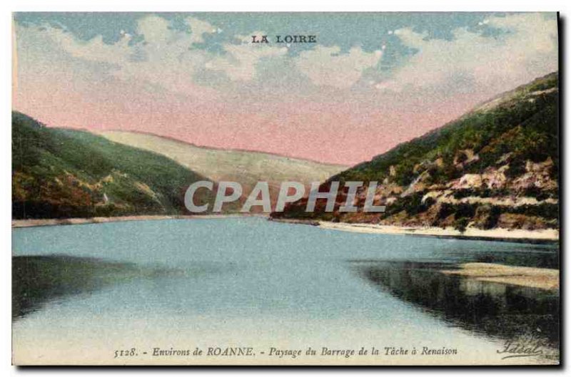 Old Postcard Loire surroundings Roanne Landscape Dam Spot has Renaison