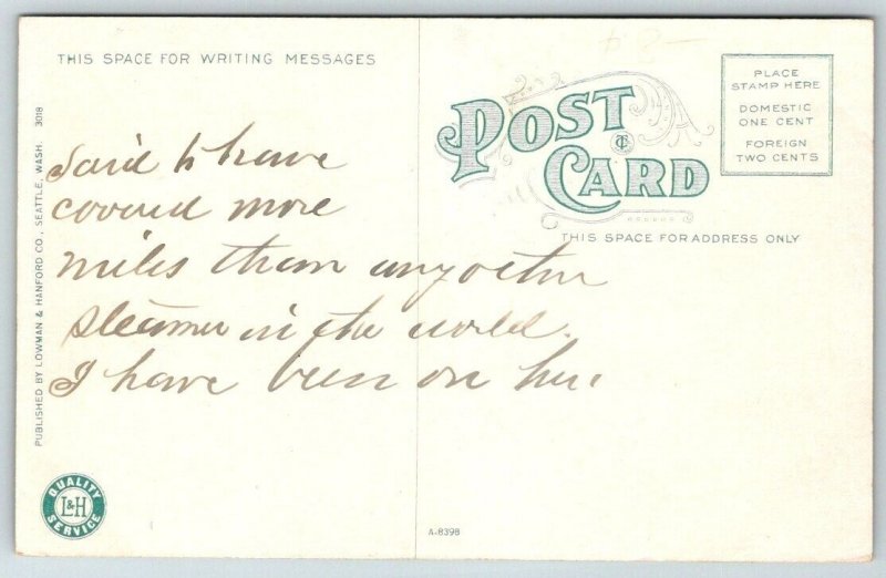 SS Flyer  Puget Sound  Washington   Postcard