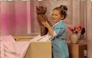 Tinted Children with Teddy Bears Postcard