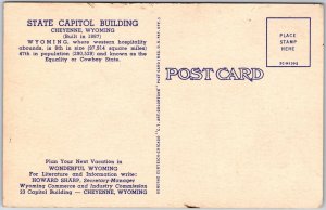 1948 Government Building in Wyoming Landscaped Grounds Trees Posted Postcard