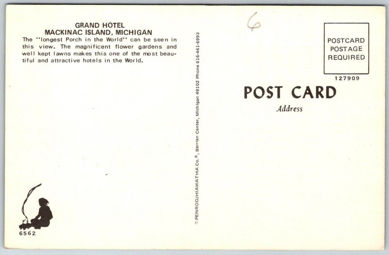 Mackinac Island Michigan 1970s Postcard Grand Hotel Longest Porch In World