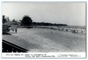 c1950's The Beach in the Background Villa Del Mar Veracruz RPPC Photo Postcard