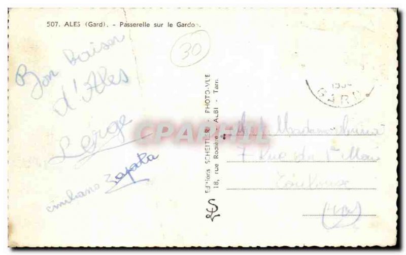 Ales Old Postcard Footbridge over the Gardon