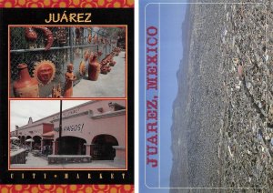 2~4X6 Postcards  Juarez, Chihuahua Mexico  CITY MARKET~Pottery & AERIAL VIEW