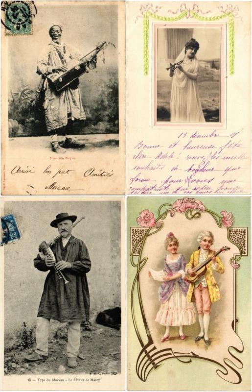 MUSIC INSTRUMENTS MUSIQUE 40 CPA pre - 1940