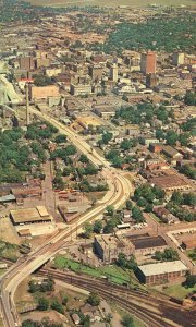 Vintage Postcard Aerial View Downtown Bridges Arterial Highways Little Rock AR