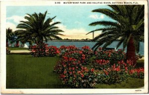 Waterfront Park and Halifax River Daytona Beach FL c1936 Vintage Postcard B50