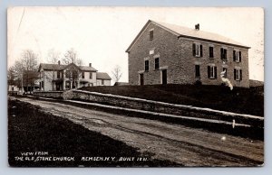 J97/ Remsen New York RPPC Postcard c1910 Olde Stone Church 252