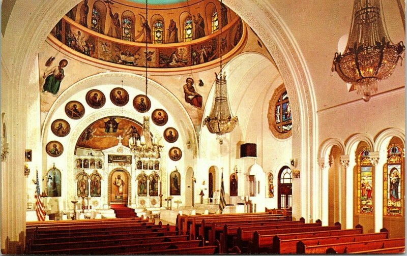 Interior St Nicholas Greek Orthodox Church Tarpon Springs FL Florida Postcard 