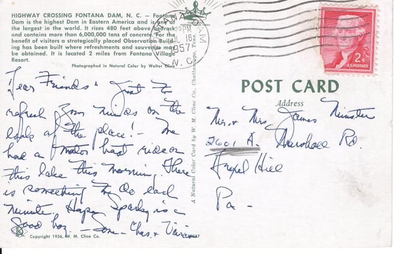 US    PC1298  HIGHWAY CROSSING FONTANA DAM, NC