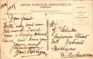 Postcard Portugal Porto Douro River partial city view