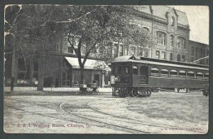 1911 PPC Clinton Ia I & I Waiting Room W/Electric Trolley Badly Creased Used