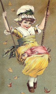 1880's Lot of 4 Lovely Kids Playing Scenes G.H. Dunston Litho Trade Card P118