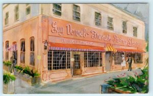 ST. AUGUSTINE, FL ~ Artist View GUY DeNOEL FRENCH PASTRY SHOP c1960s  Postcard