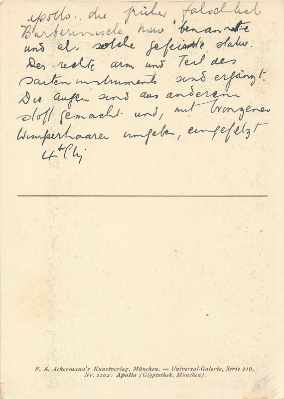 Apollo statue antic sculpture postcard