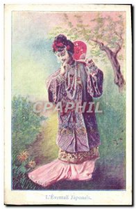 Old Postcard Fantaisie l & # 39eventail Japanese Nippon Japan