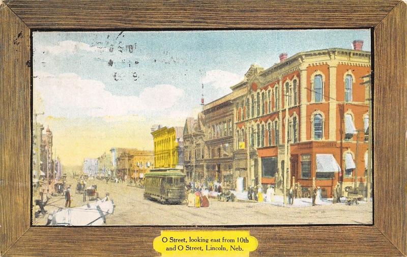 Lincoln Nebraska 1908 Postcard O Street Looking East From 10th Streetcar