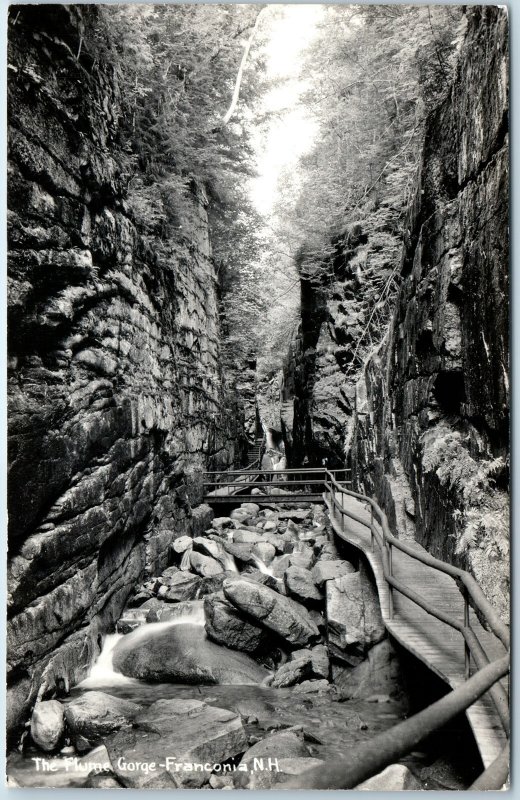 c1950s Lincoln, NH RPPC Flume Gorge Walkway White Mountains Franconia Notch A326